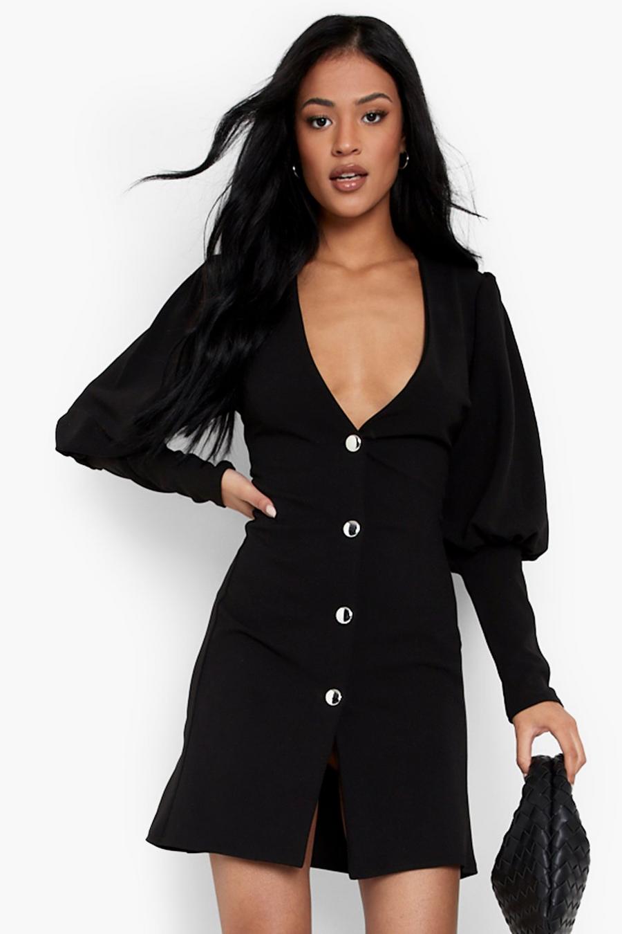 Black Tall Volume Sleeve Blazer Dress image number 1