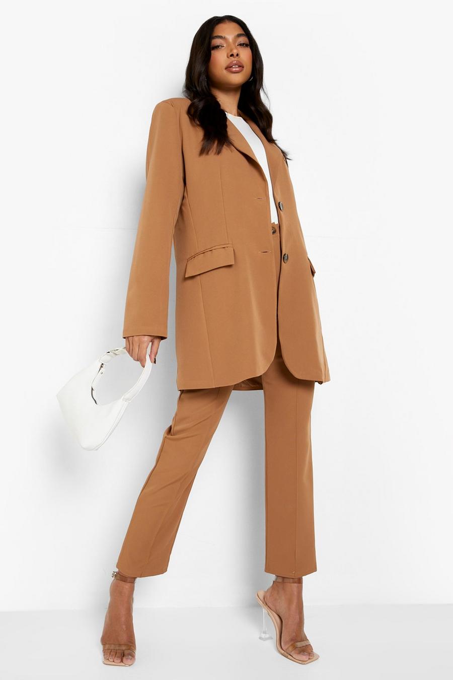 Stone beige Tall Tailored Longline Button Blazer image number 1