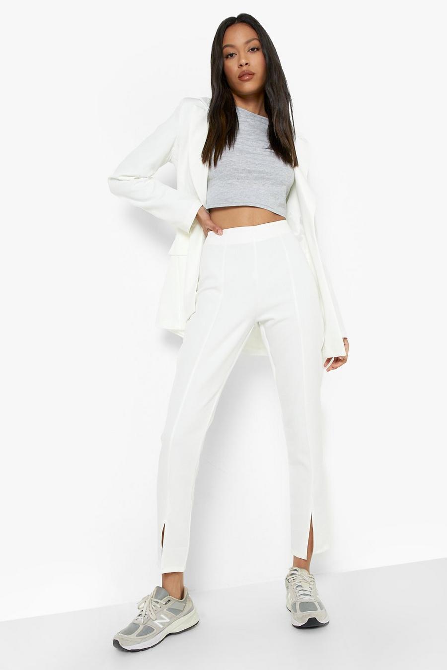 White Tall Tailored Split Front Pants image number 1