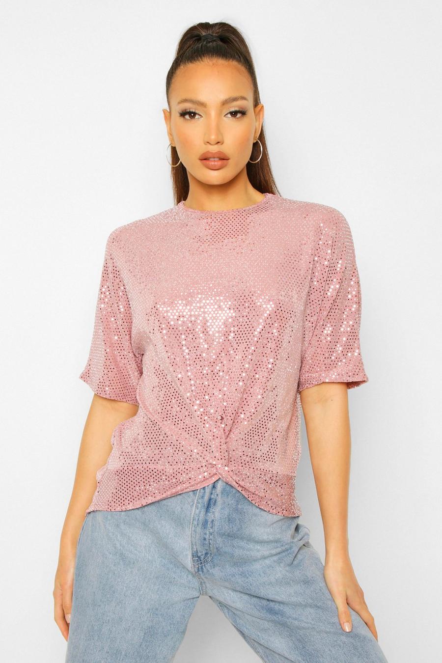 Nude Tall Sequin Twist Front Top image number 1