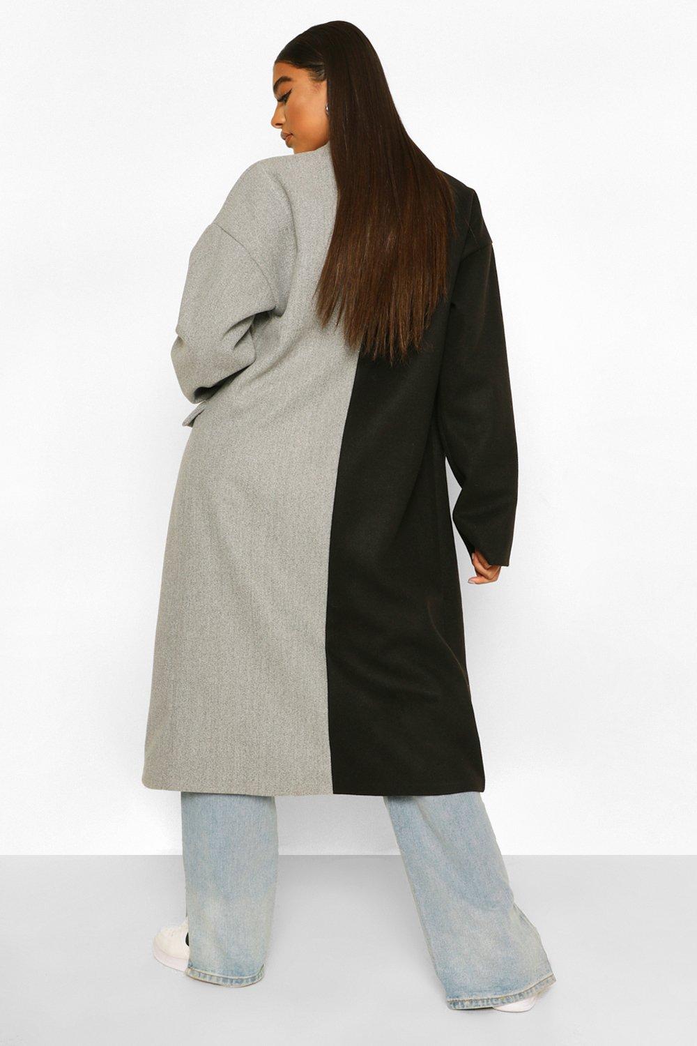 Color block clearance wool coat