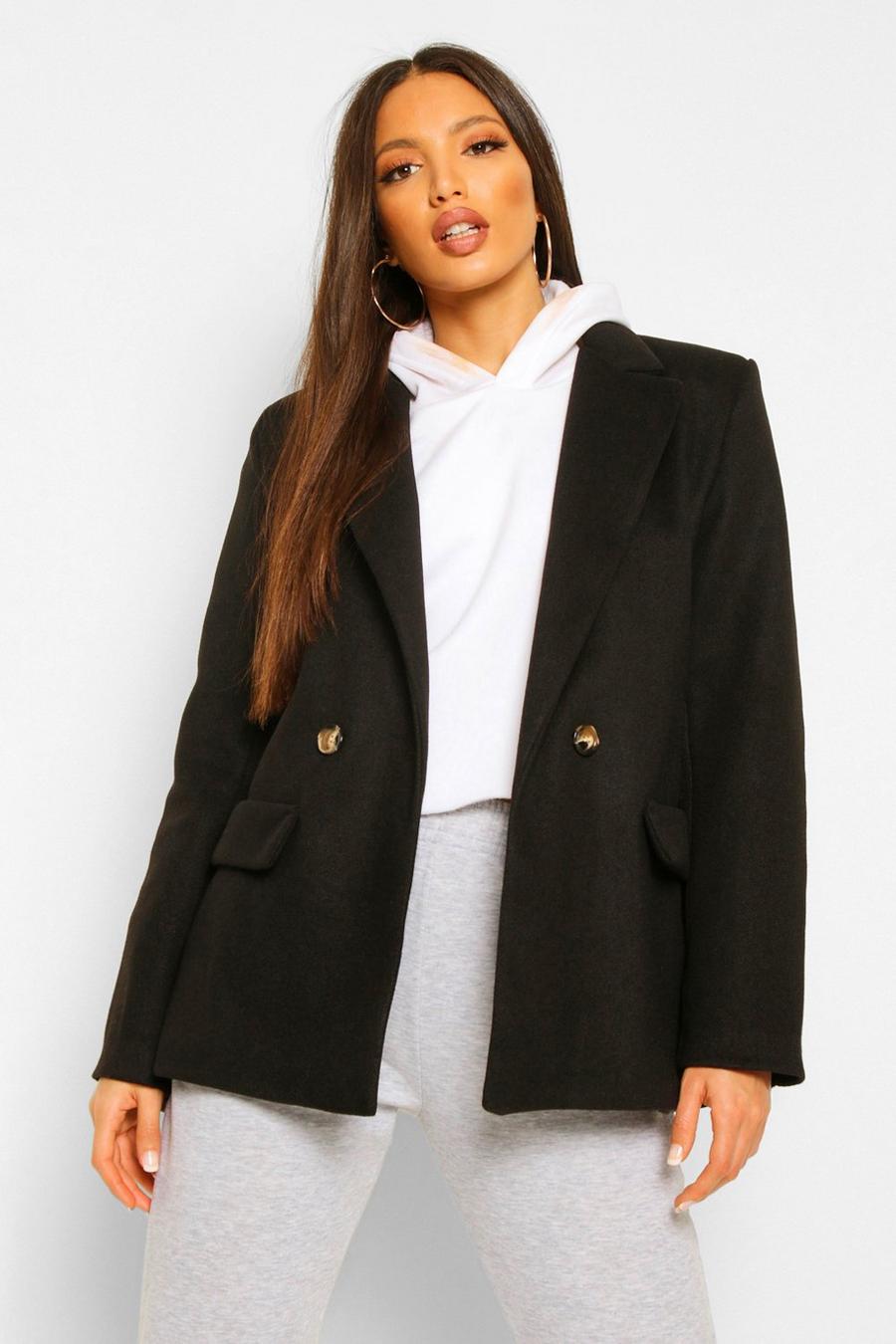 Tall - Manteau style blazer effet laine, Black image number 1