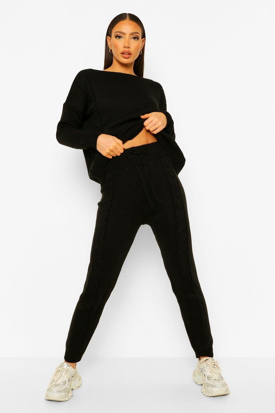 Black Tall Knitted Jogger Co-Ord image number 1
