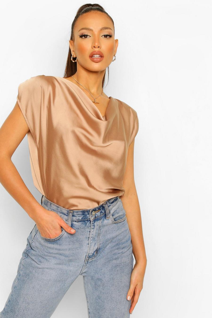 Stone Tall Satin Cowl Neck Top image number 1