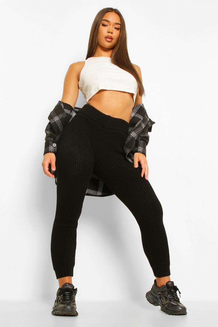 Black Tall Chunky Knit Joggers image number 1
