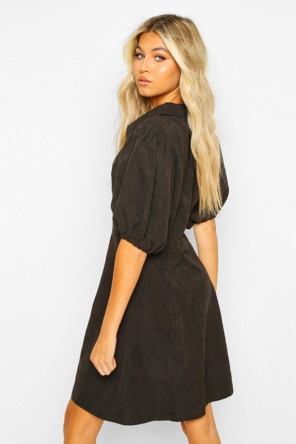 Boohoo suede hot sale dress