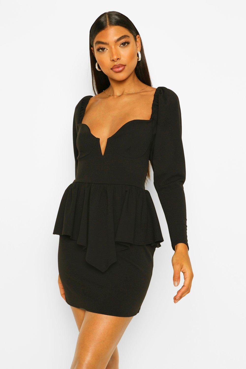 Tall Peplum Mini Jurk Met Lage V Hals boohoo