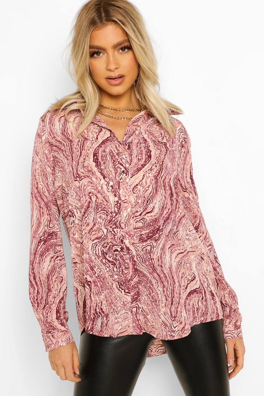 Pink Tall Marmerprint Blouse image number 1