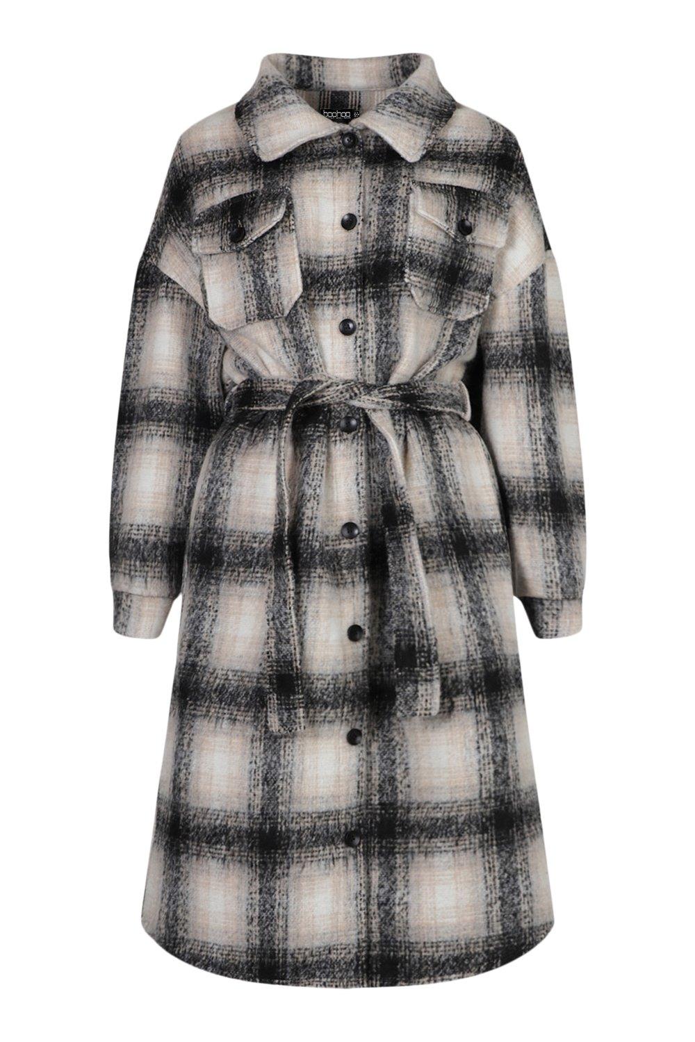 tall wool belted shacket coat