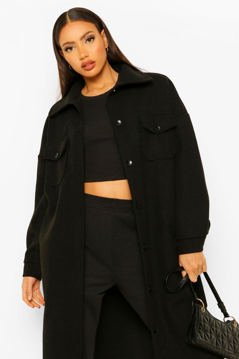 wool belted shacket coat