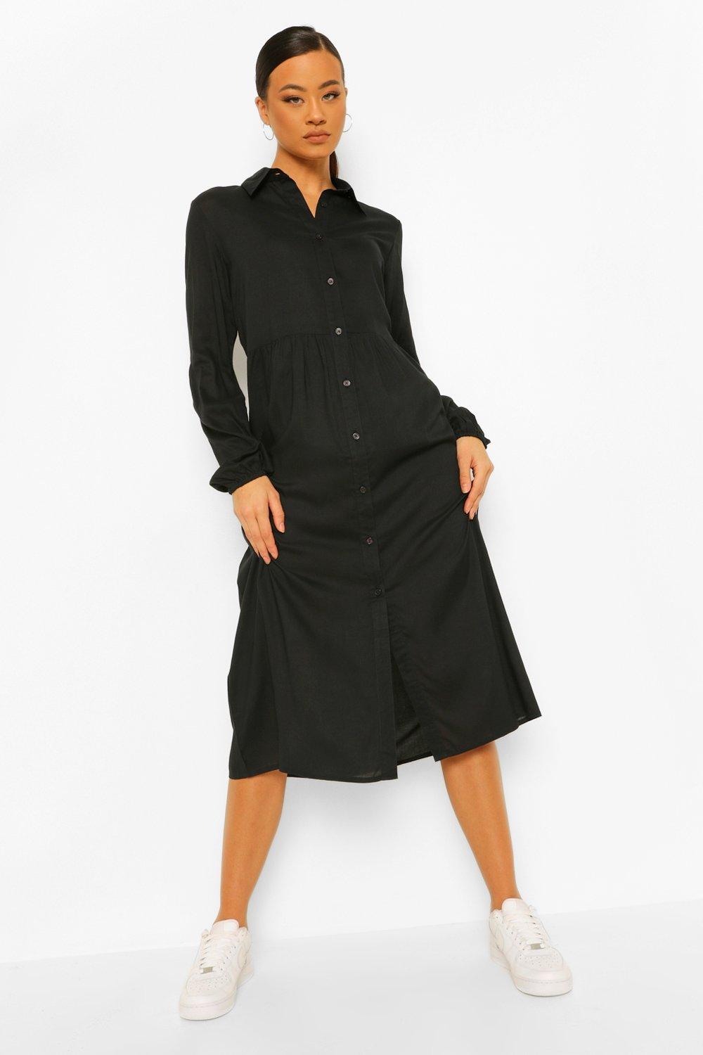 Midi long sleeve shirt dress clearance