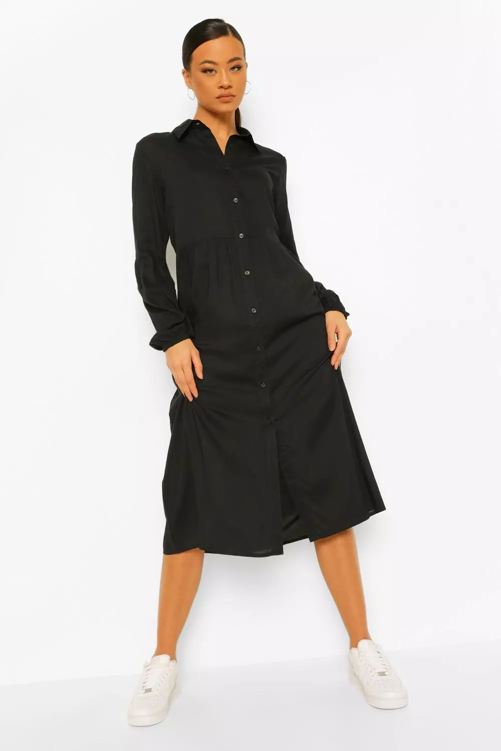 Shirt dress best sale long sleeve midi