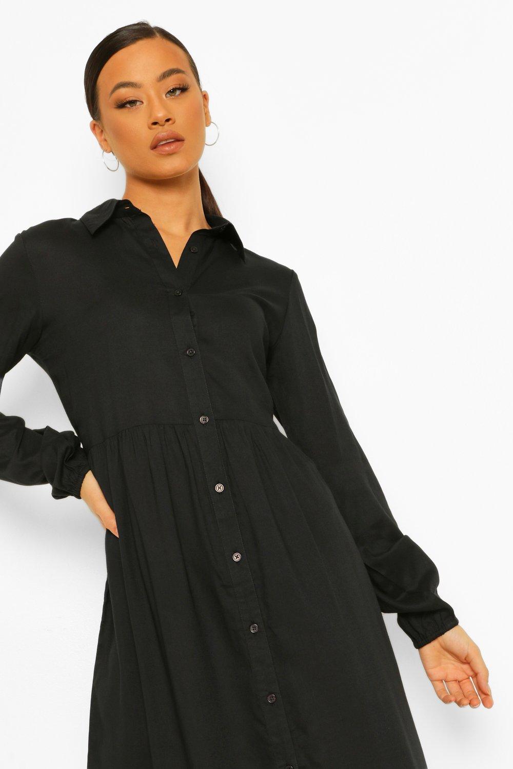 Tall Woven Long Sleeve Midi Shirt Dress