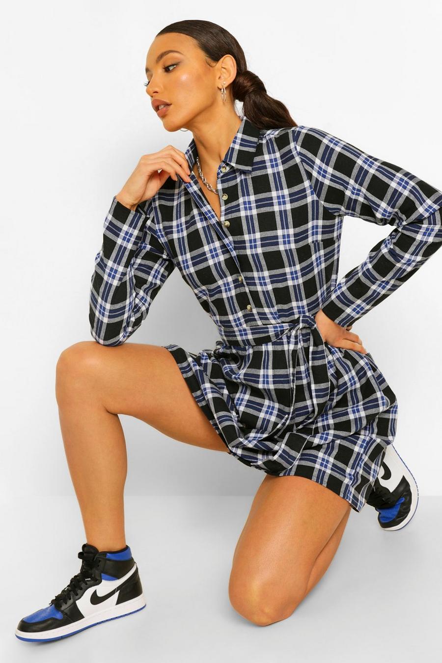Tall Woven Flannel Skater Shirt Dress image number 1