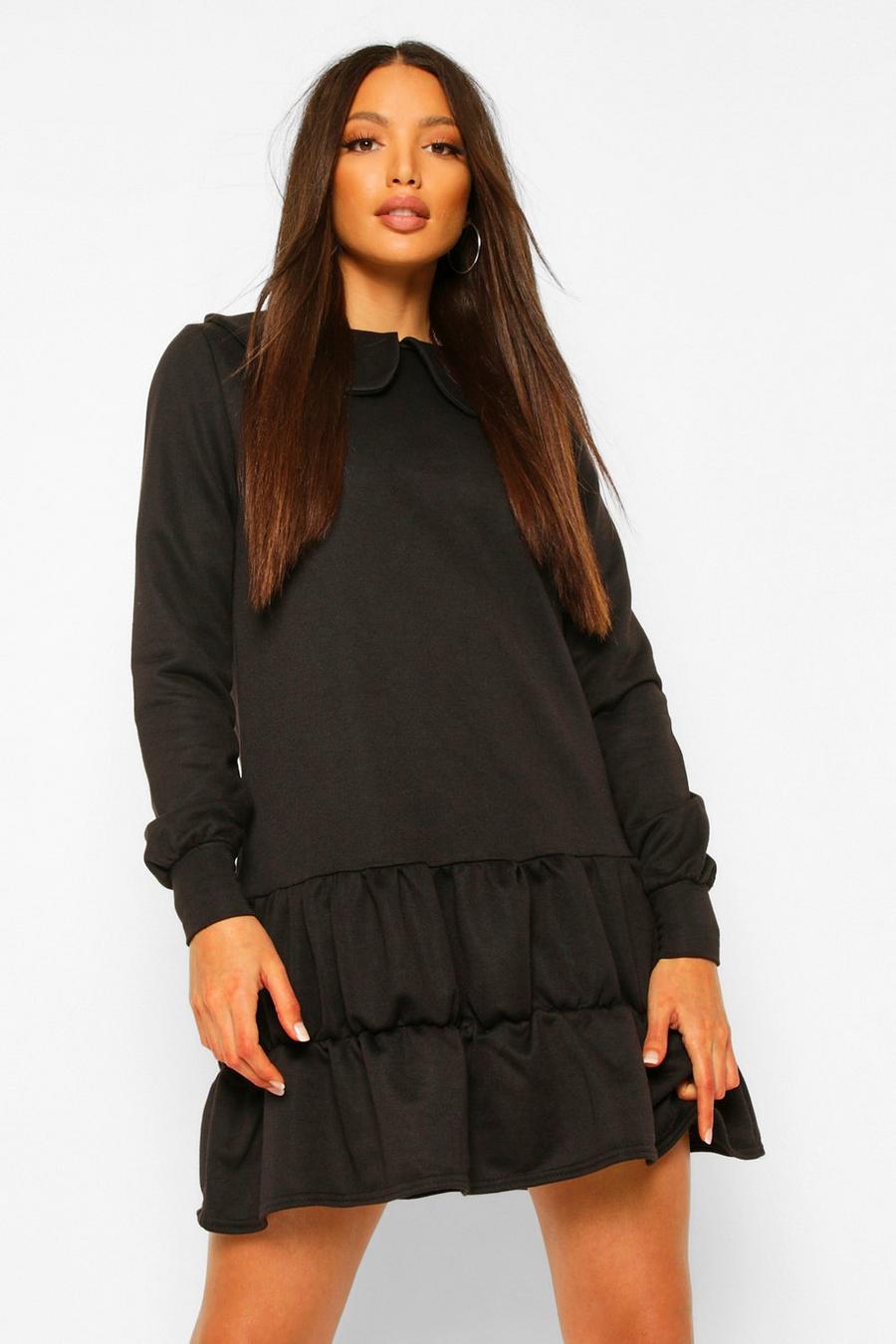 Black Tall Collared Long Sleeve Sweater Dress image number 1