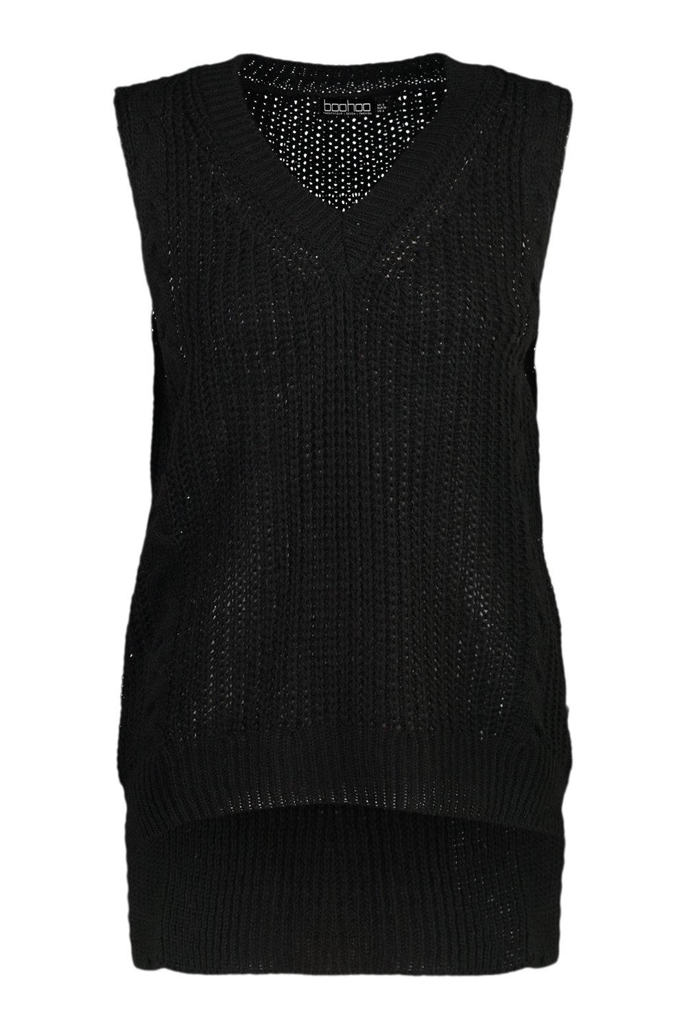 cable knit sleeveless cardigan