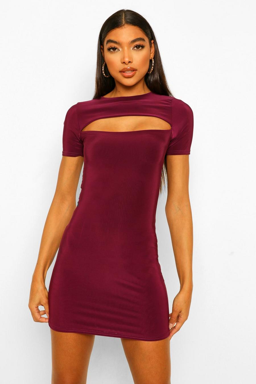 Berry Tall Cut Out Slinky Bodycon Dress image number 1