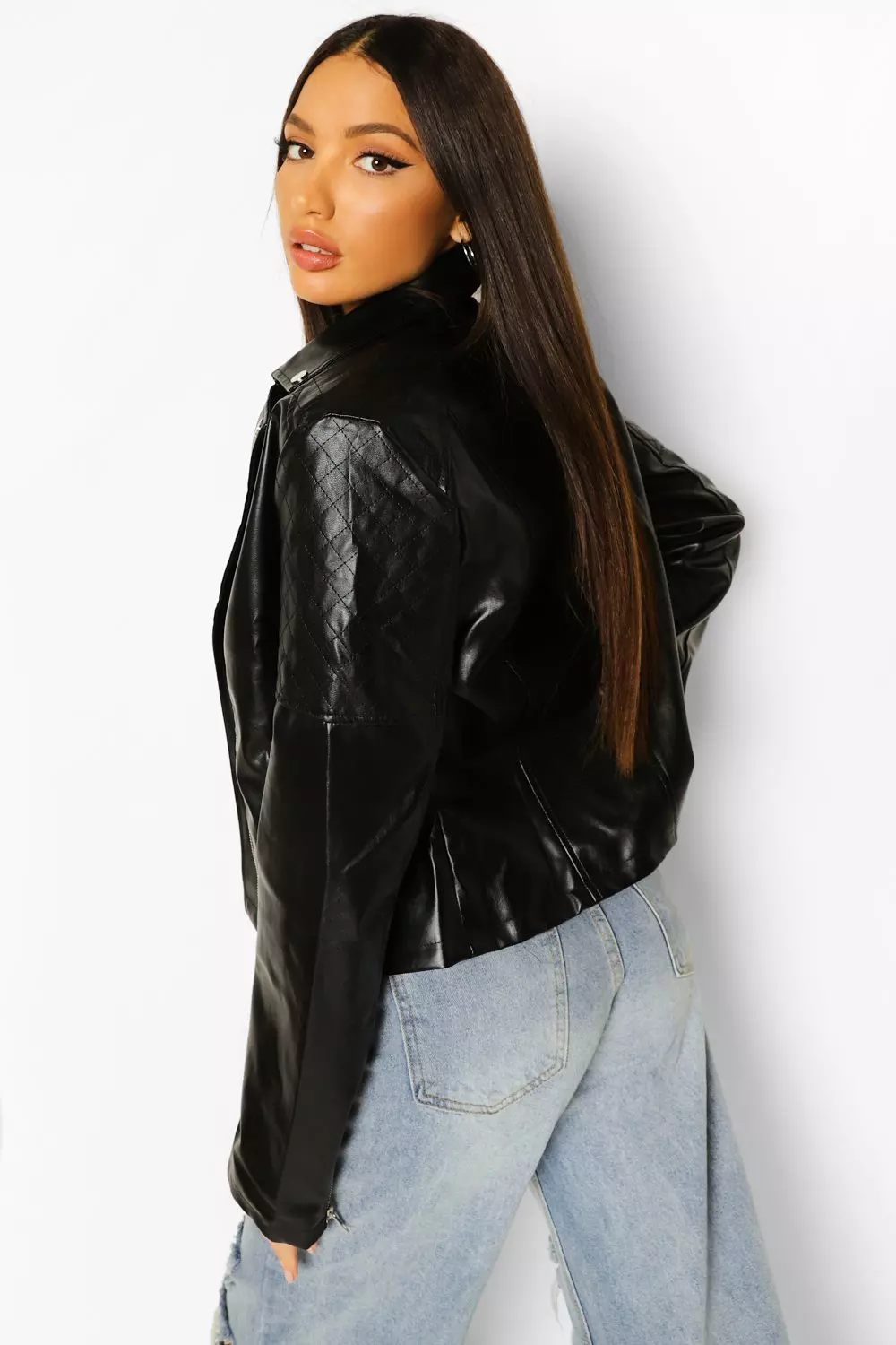 Faux leather 2025 jacket tall