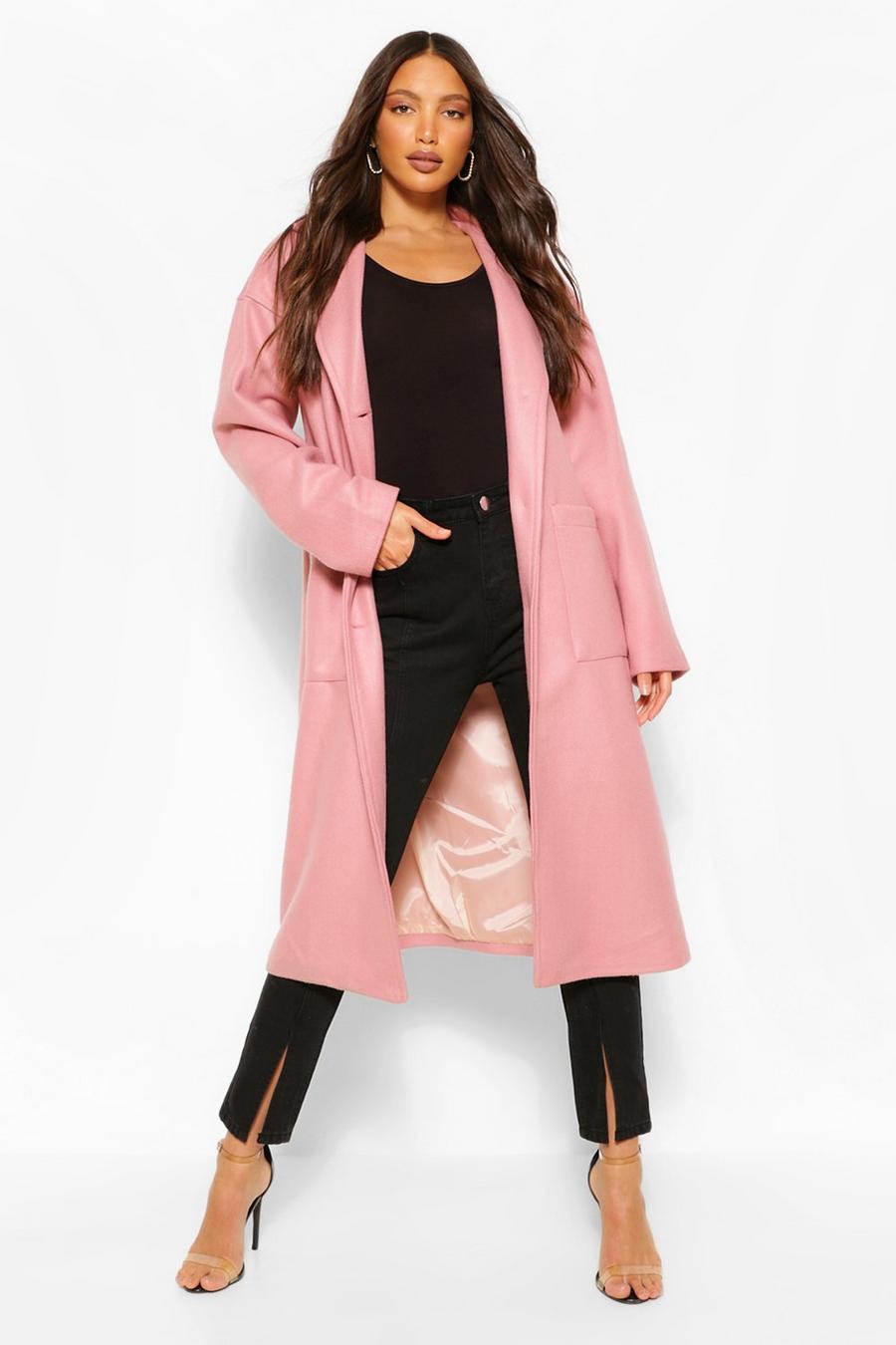 Tall - Manteau long effet laine à poches, Pink image number 1