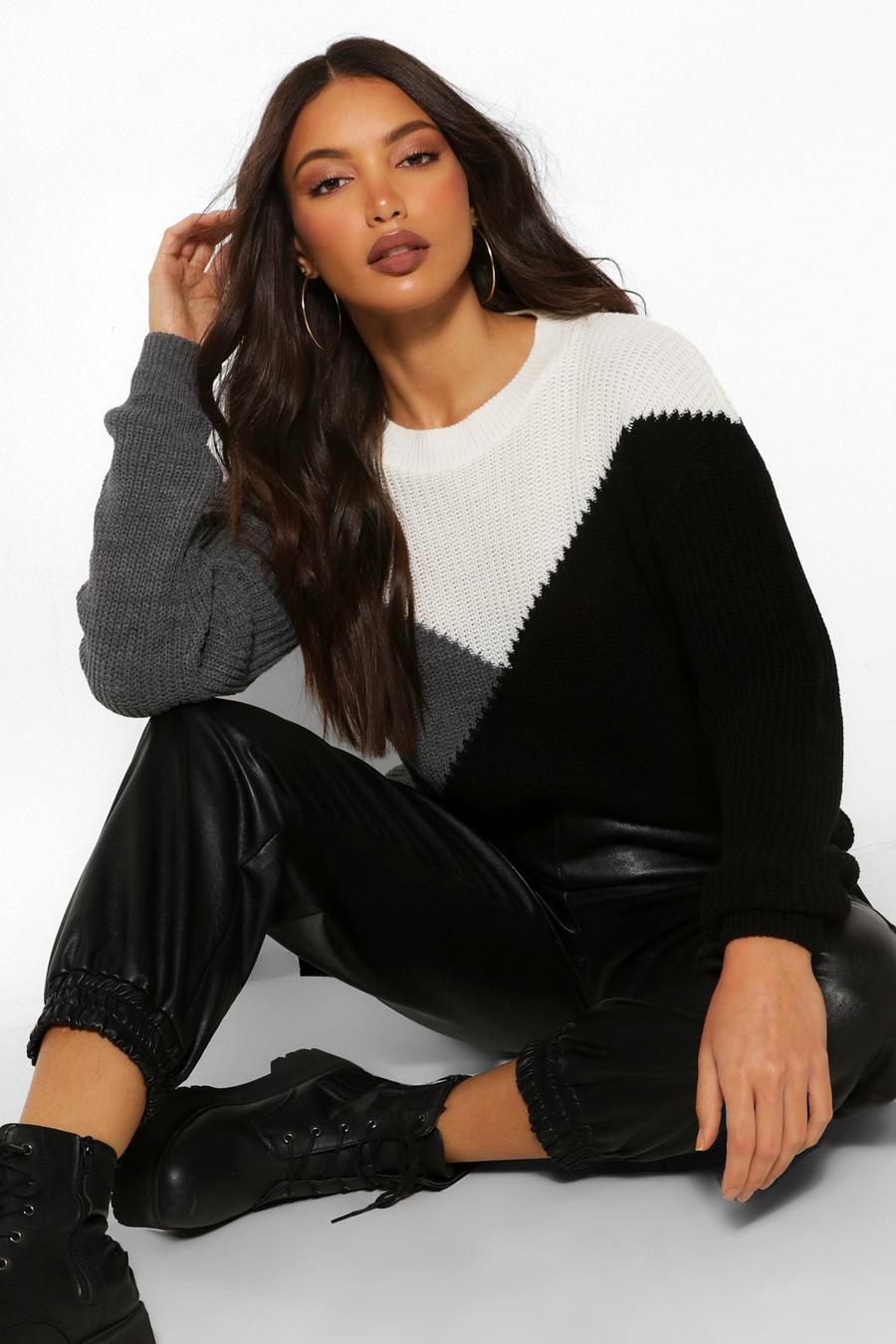 Tall Colour Block Knitted Sweater image number 1