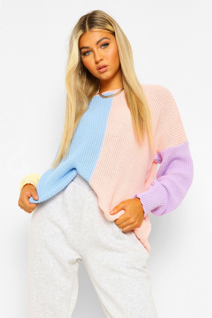 Tall Colour Block Knitted Jumper image number 1