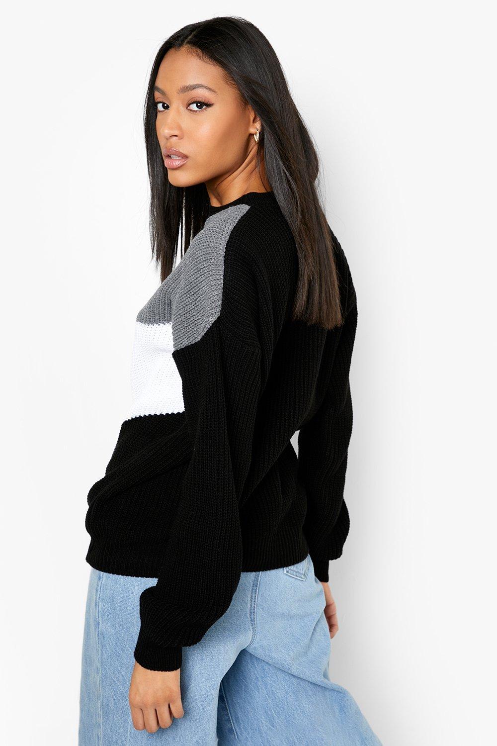 Tall Color Block Knitted Sweater boohoo