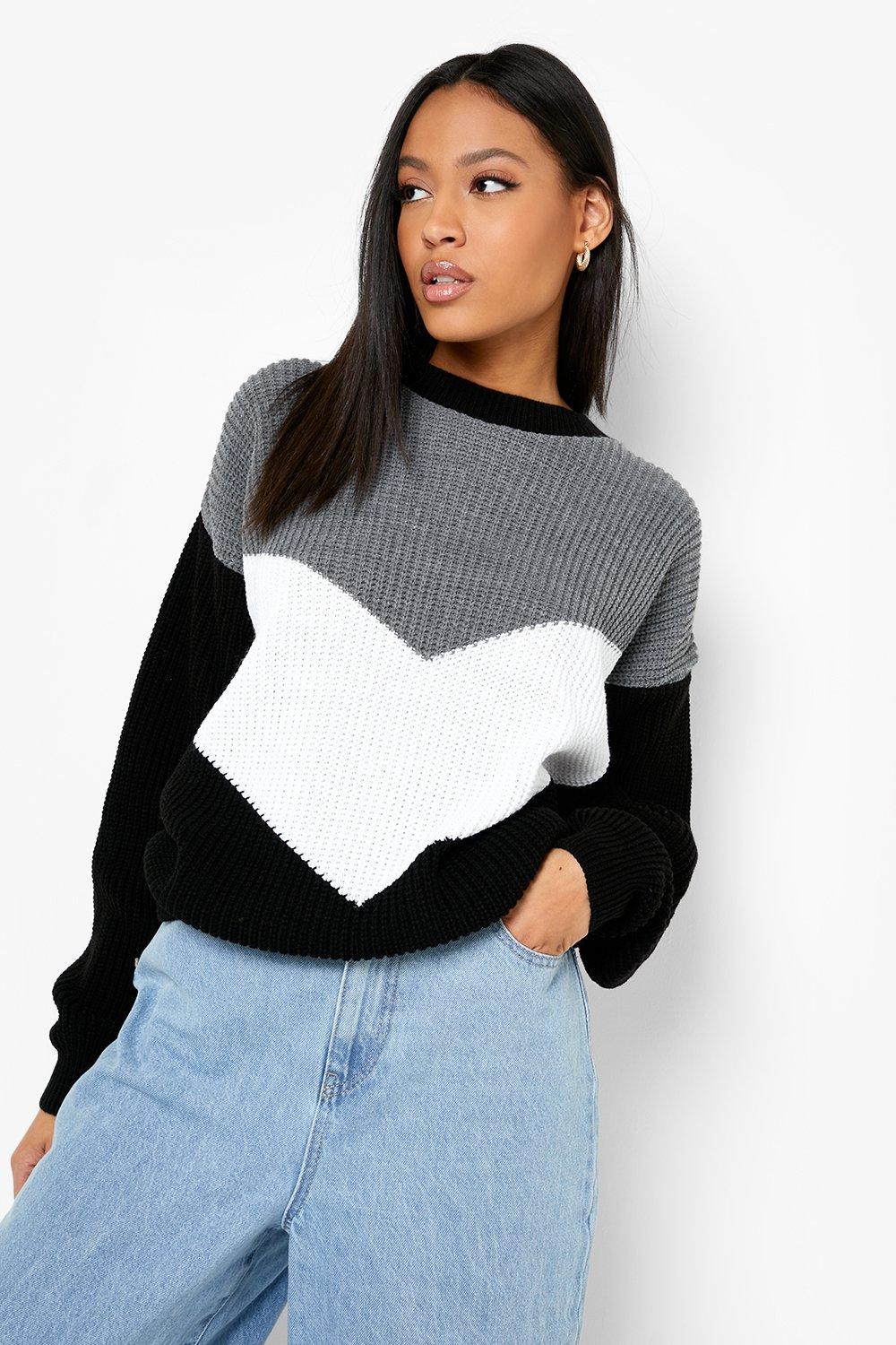 Black color shop block sweater