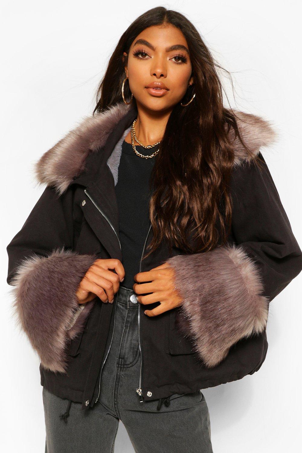 Fur cuff jacket sale