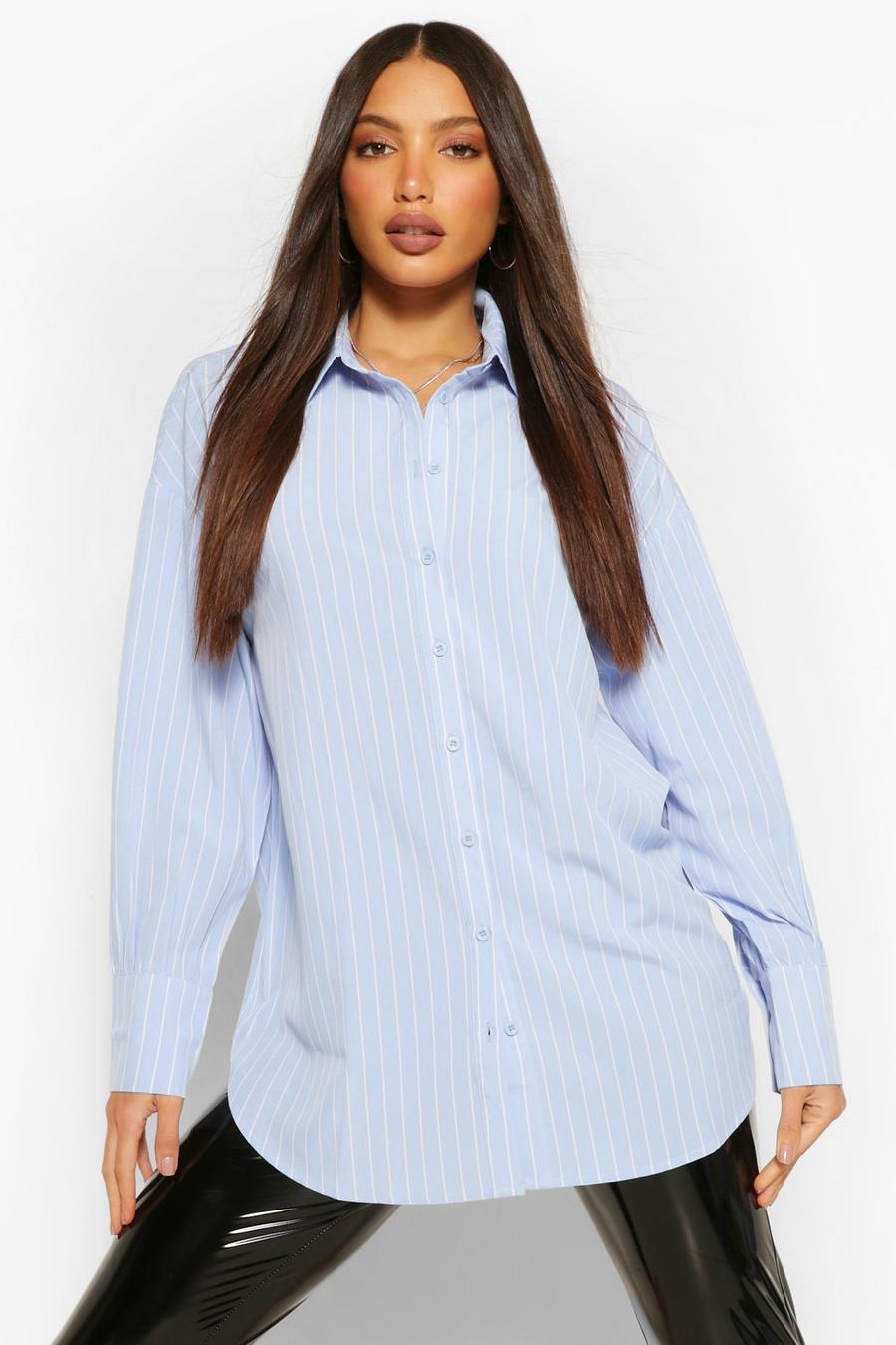 Blue Tall Pinstripe Oversized Shirt image number 1