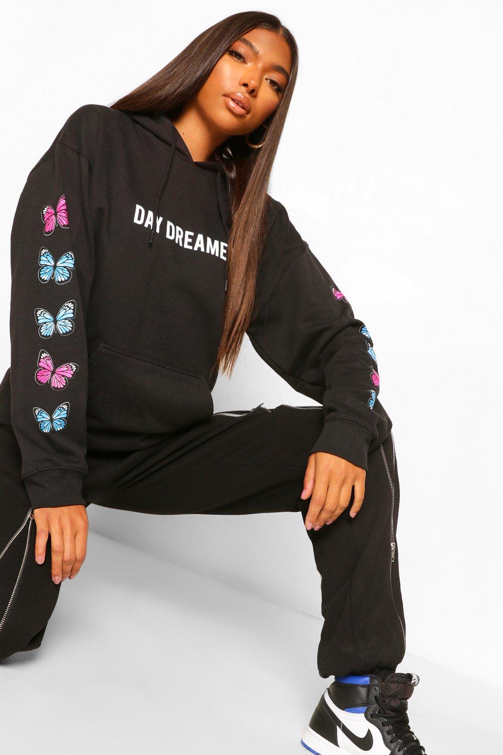 Tall Daydreamer Hoodie med fjarilar