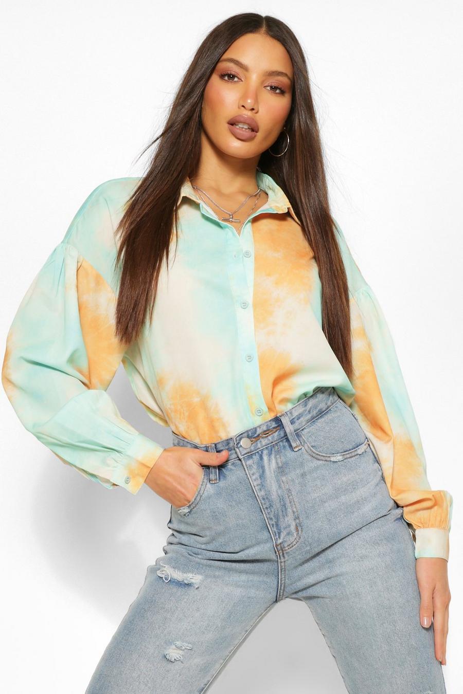 Green Tall Tie Dye Oversized Shirt image number 1