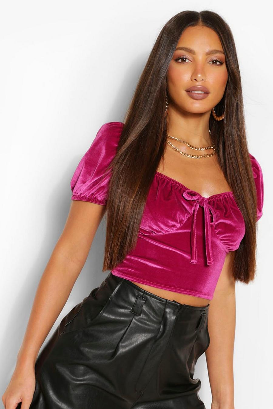 Tall - Crop top velours style corsage image number 1