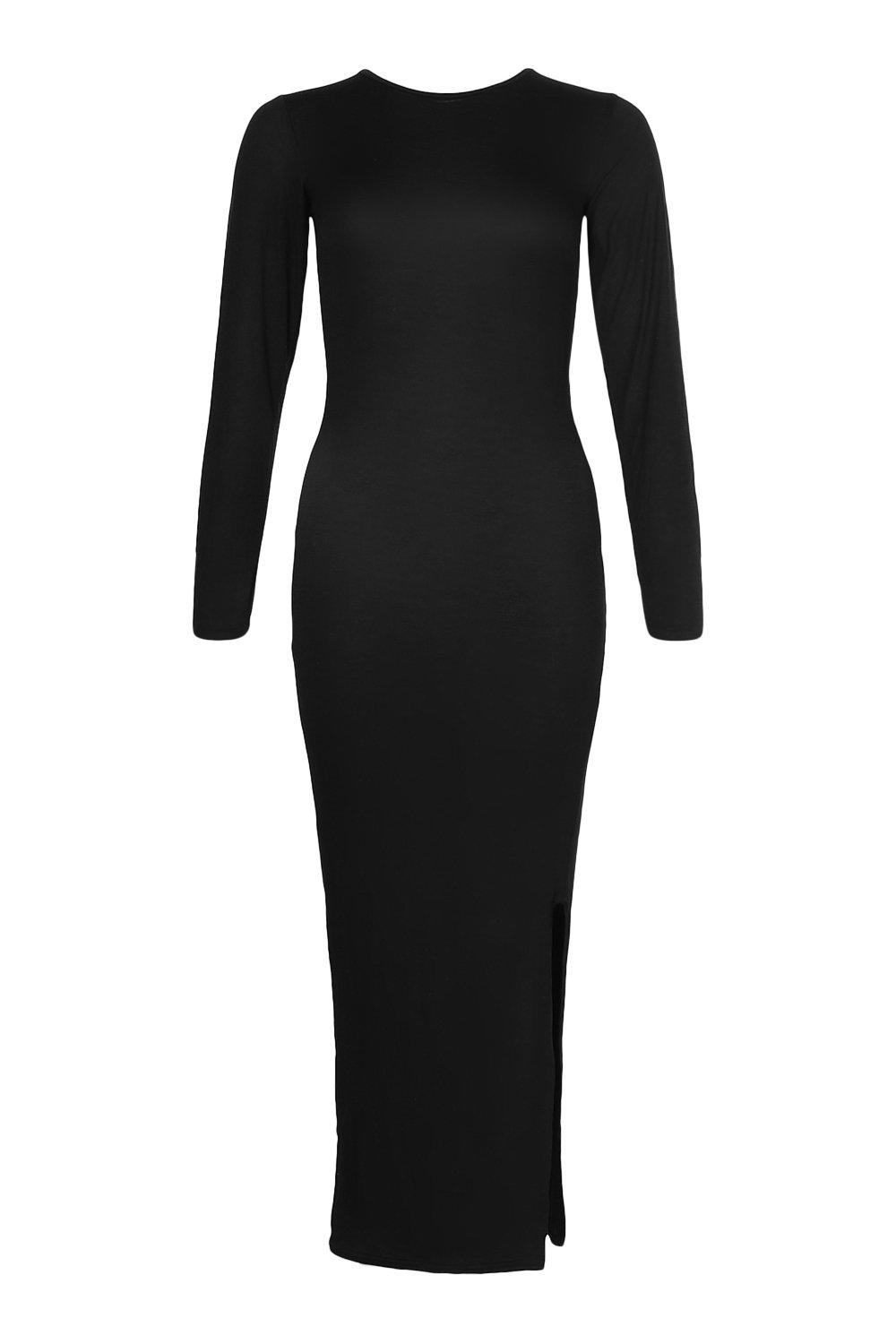 Tall Jersey Long Sleeve Side Split Midaxi Dress boohoo IE