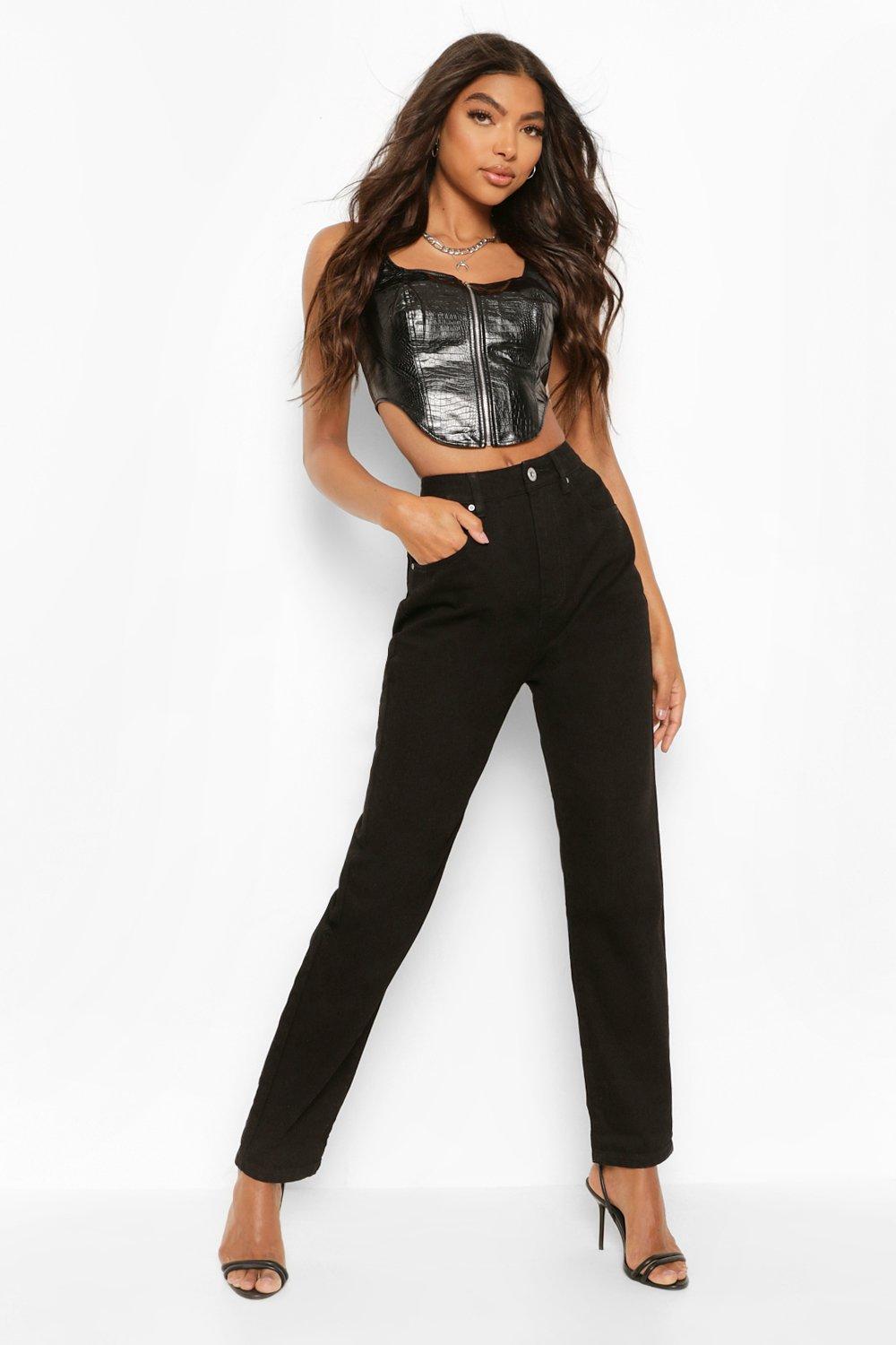 tall mom jeans black