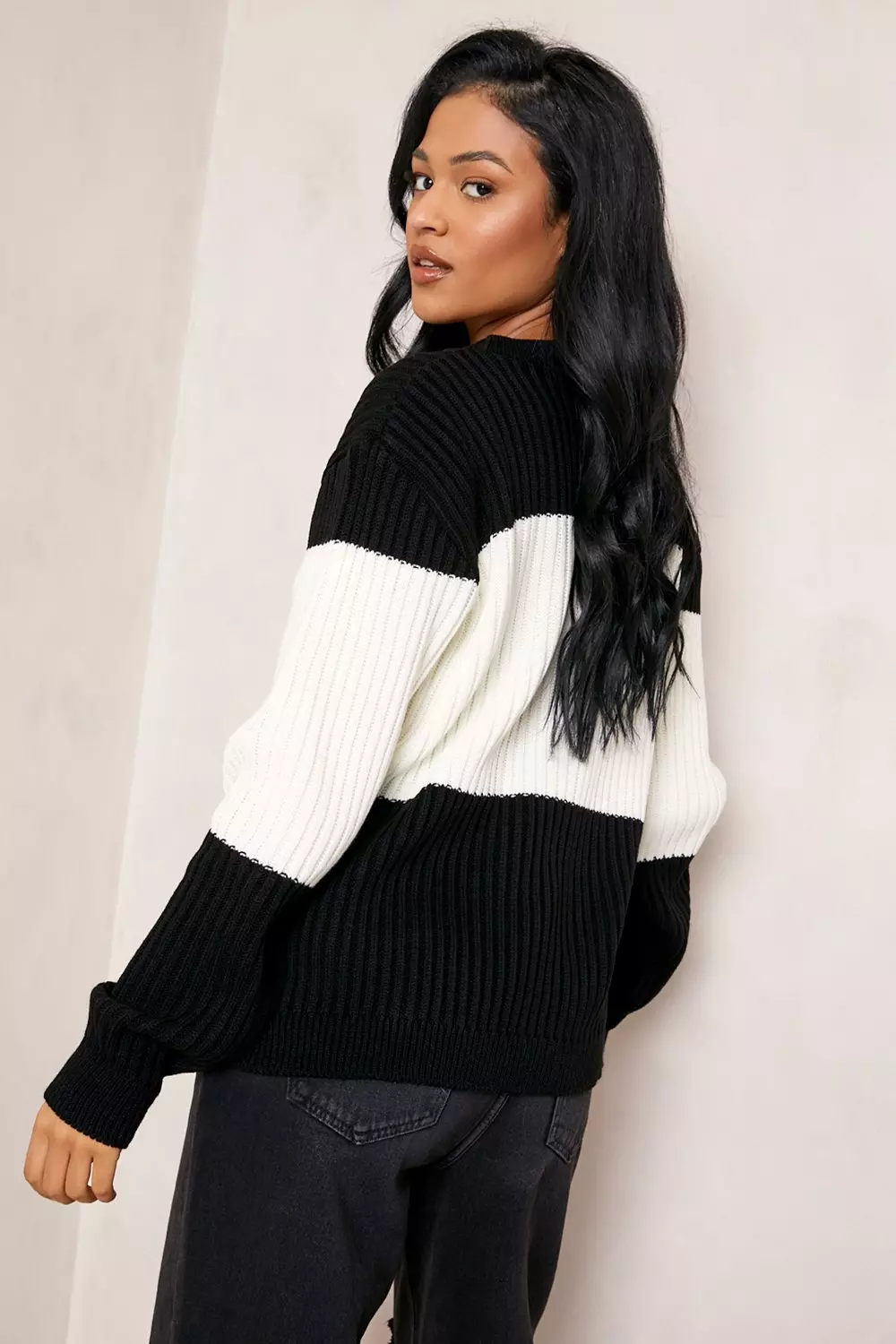 Black Tall Colour Block Knitted Sweater alternative image