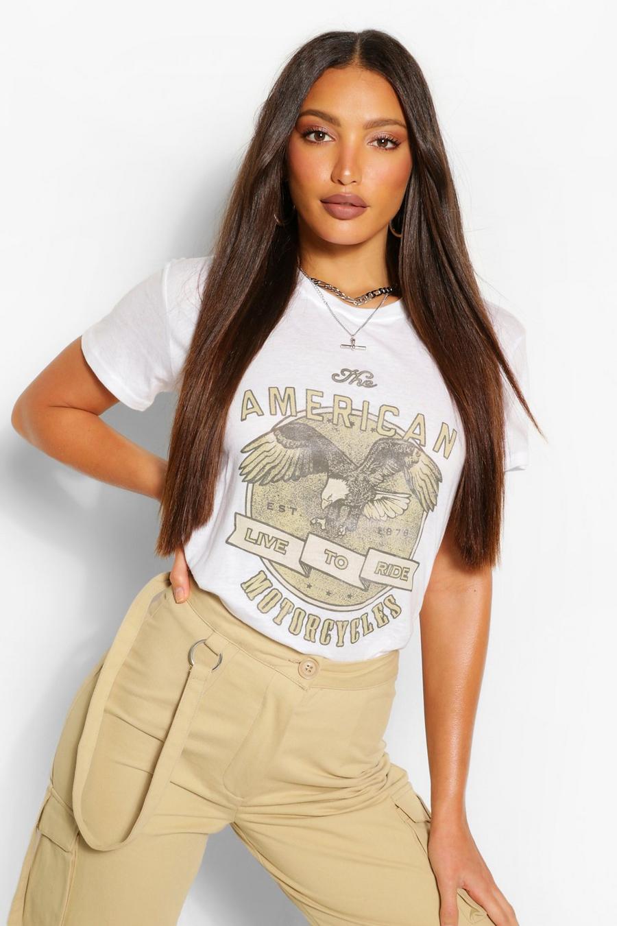 Tall - T-shirt "American Motorcycles", White image number 1