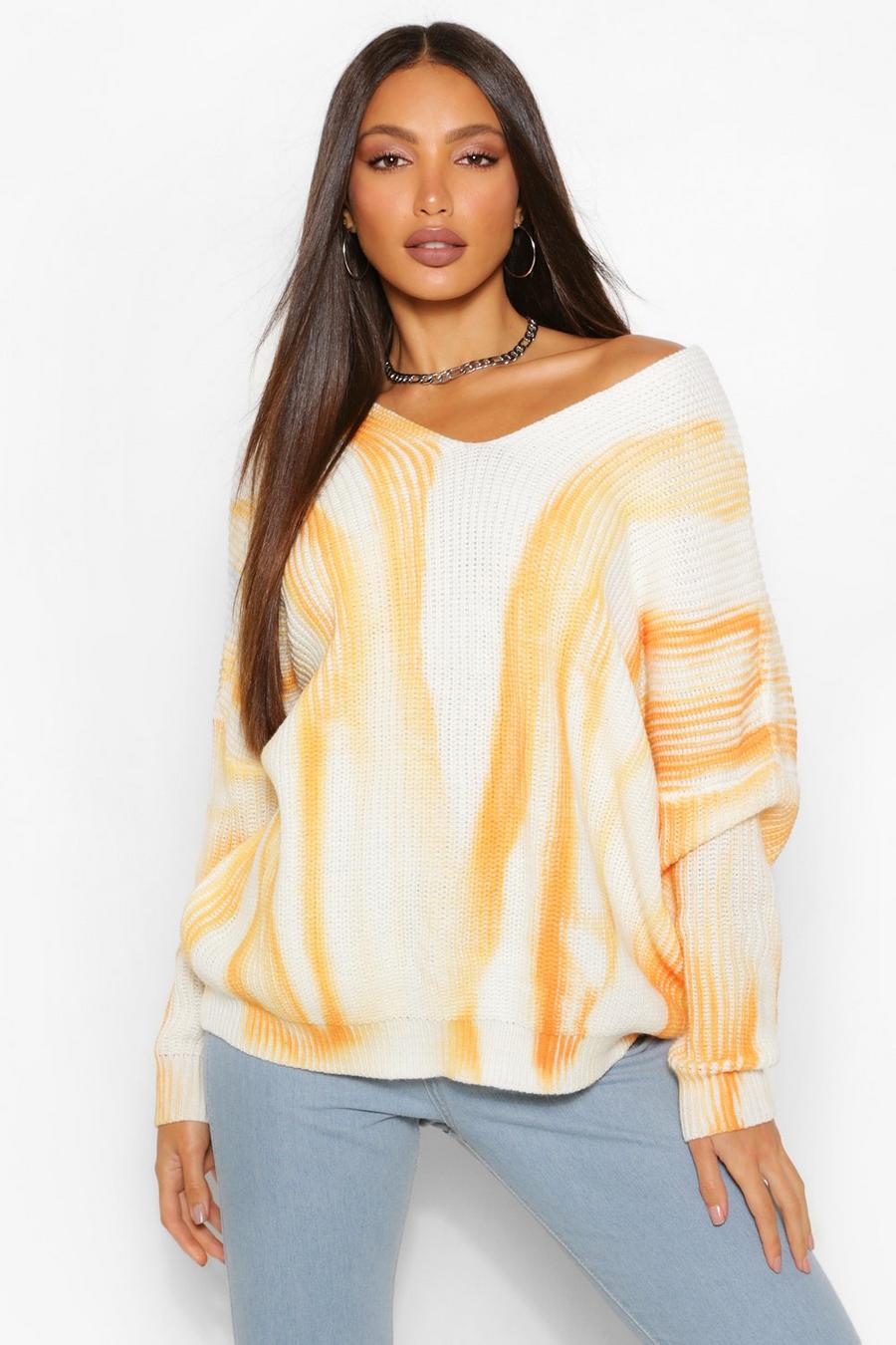 Tall Tie Dye Ombre Knitted Oversized Jumper image number 1