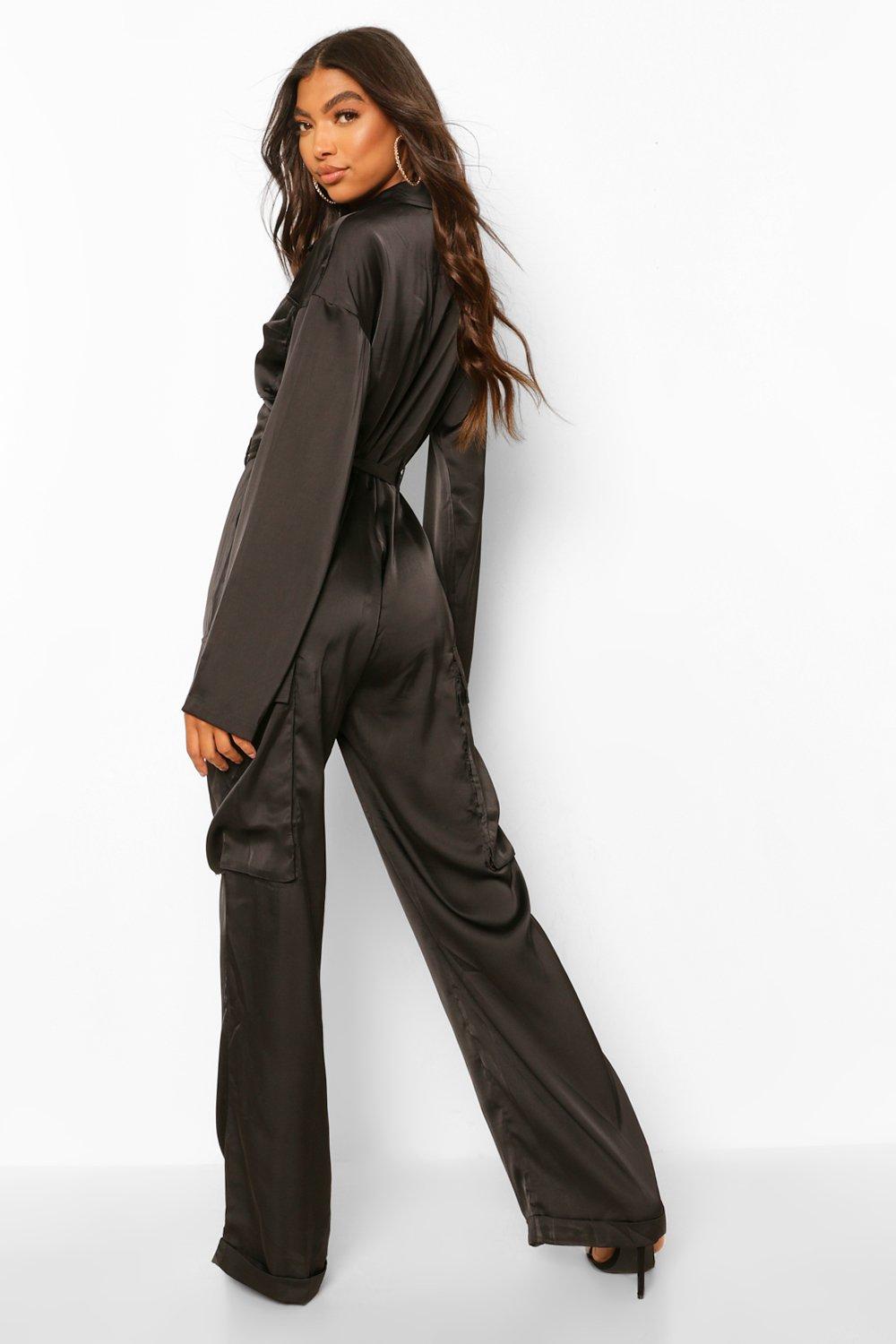 Tall Utility Luxe Cargo Jumpsuit boohoo USA