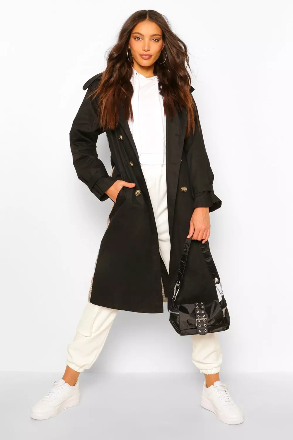 Check print trench on sale coat