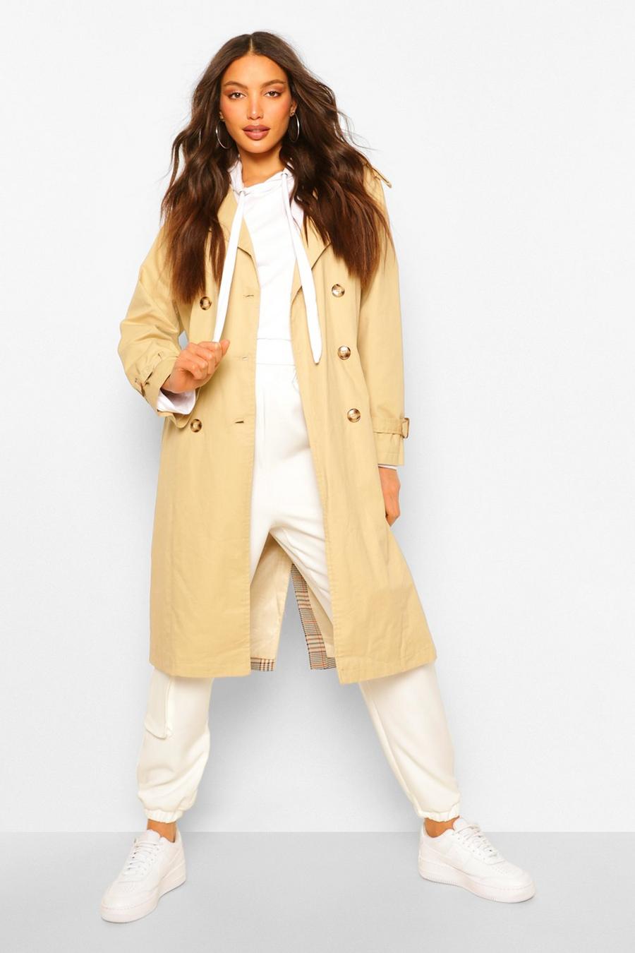 Tall Utility Luxe Contrast Check Print Trench Coat image number 1