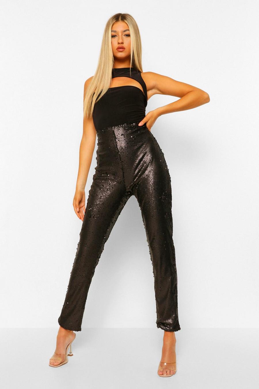 Black Tall Sequin Pants image number 1