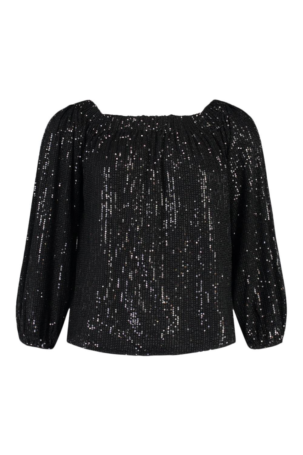 sequin bardot top