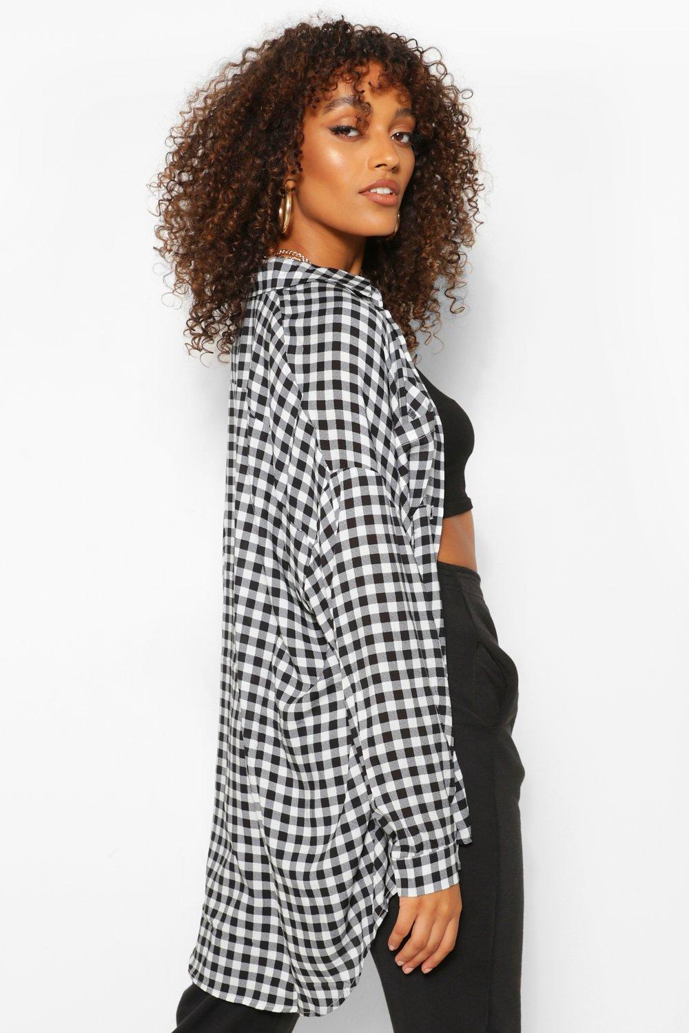 Tall Oversized Gingham Shirt | boohoo