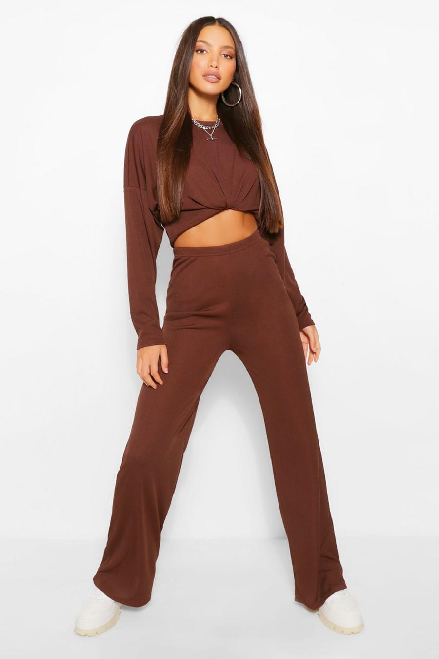 Tall Rib Wide Leg Lounge Trousers image number 1