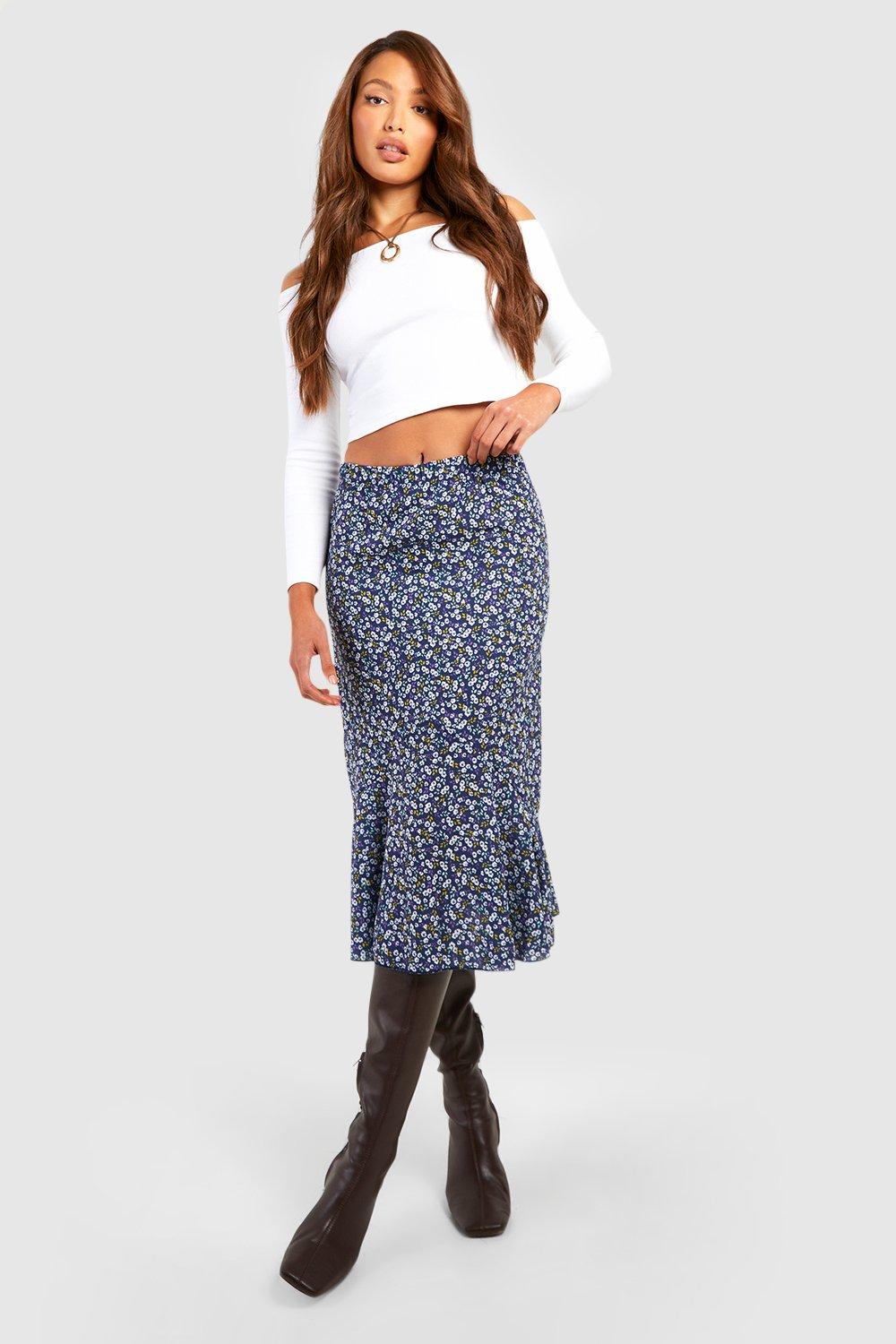 Skirts Tommy Jeans Ditsy Floral Midi Skirt Blue Ditsy Floral Print