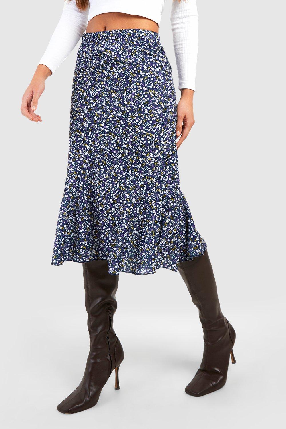 Midi skirt 2025 knee high boots