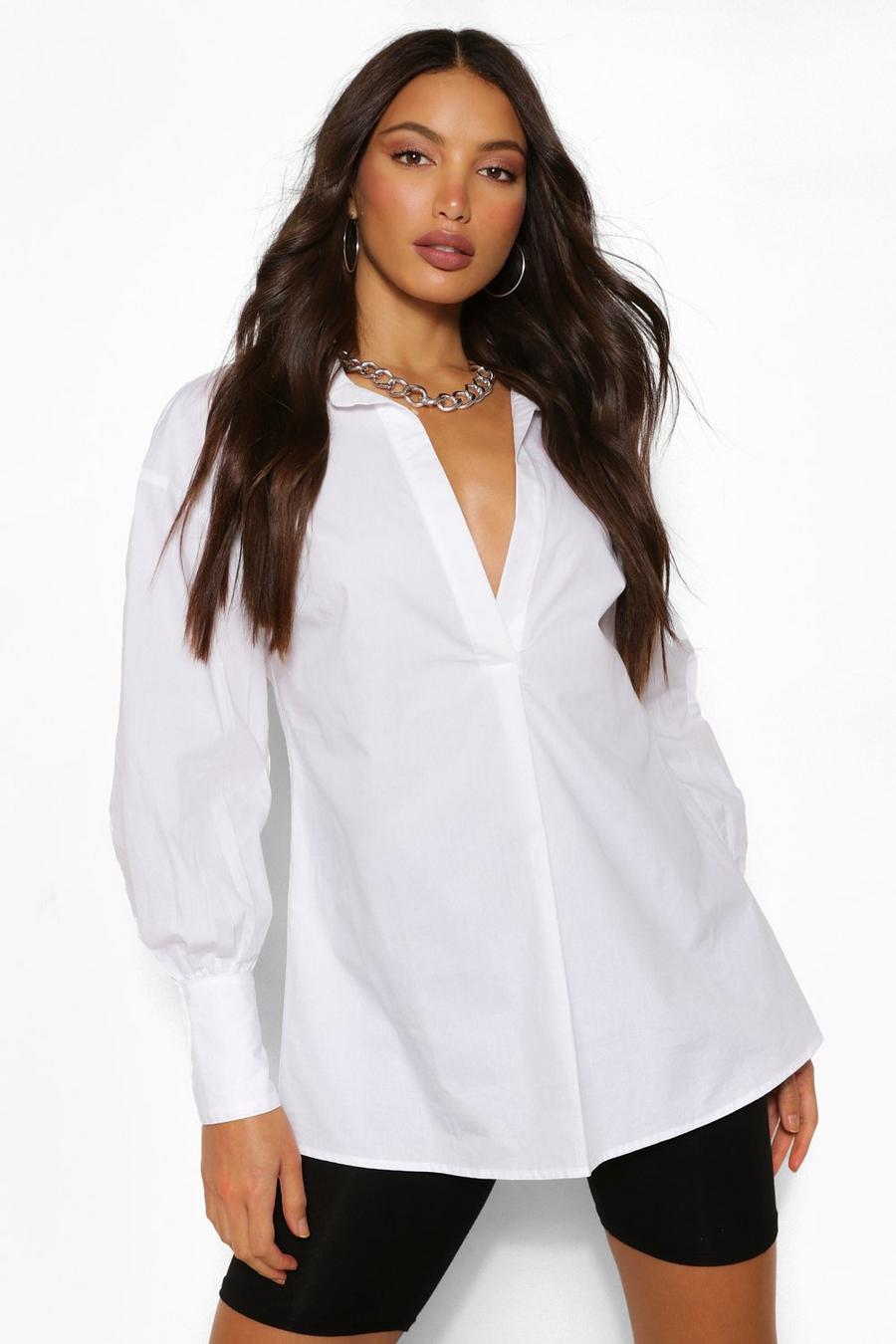 White Tall Longline Shirt image number 1