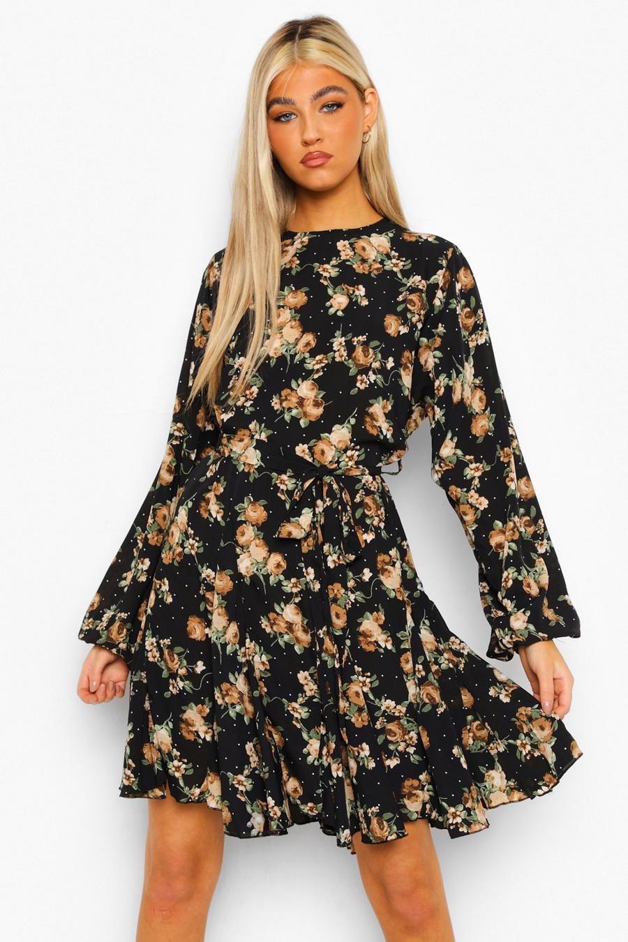 Tall Floral Woven Volume Sleeve Skater Dress image number 1