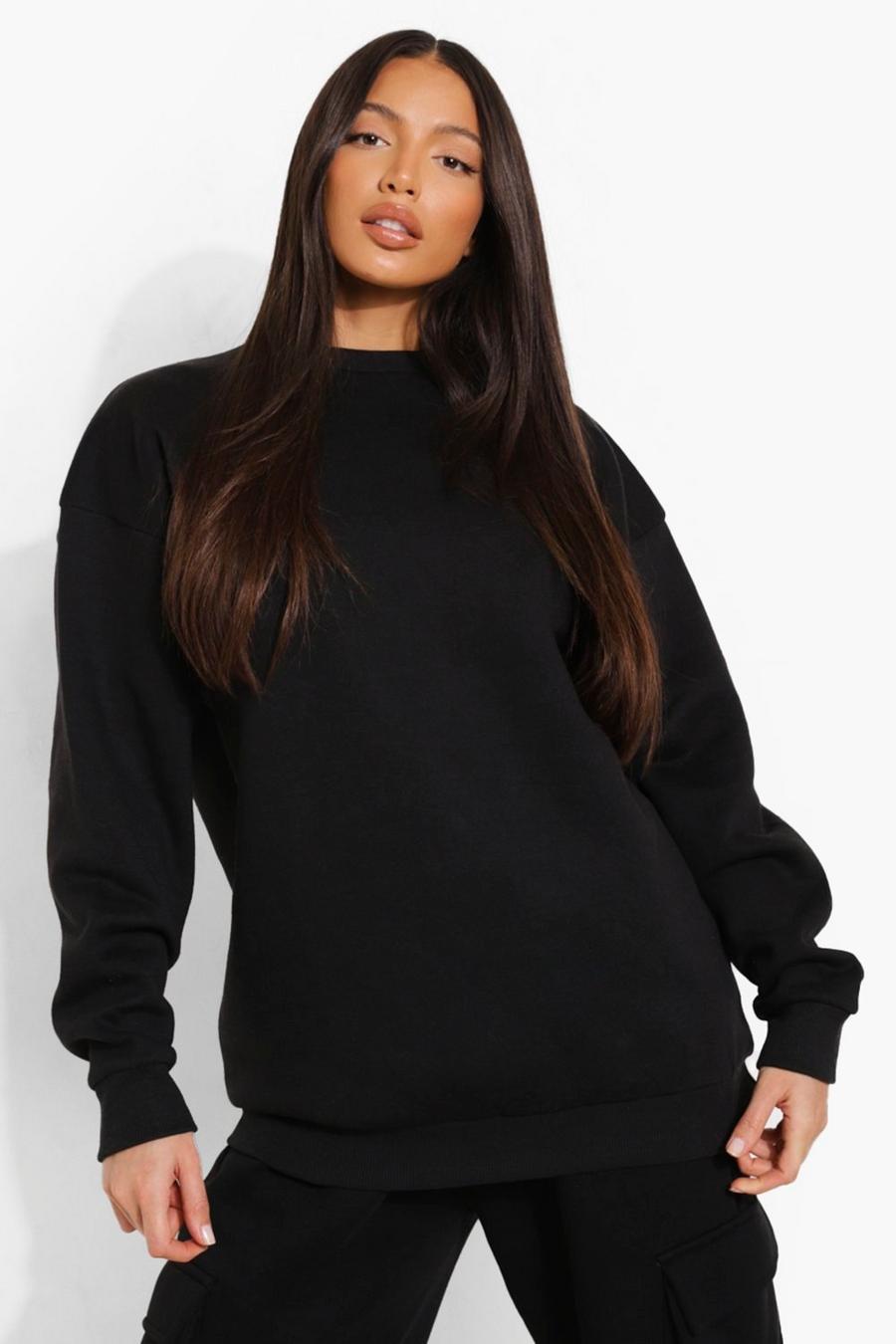 שחור סוודר אוברסייז לנשים גבוהות image number 1