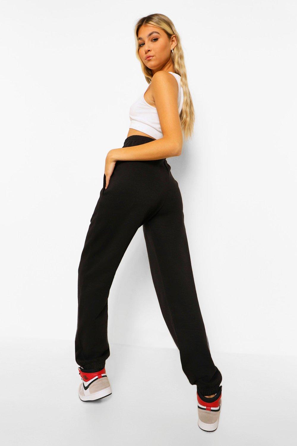 Women s Black Tall Basic Cuffed Hem Joggers Boohoo UK